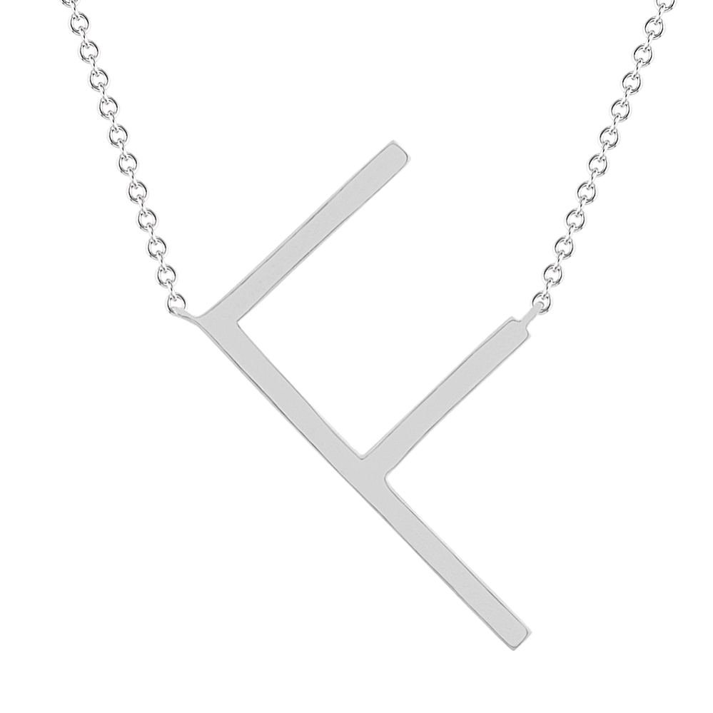 Letter F Necklace in Sterling Silver (20'')