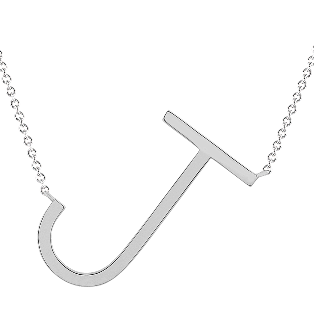 Letter J Necklace in Sterling Silver (20'')