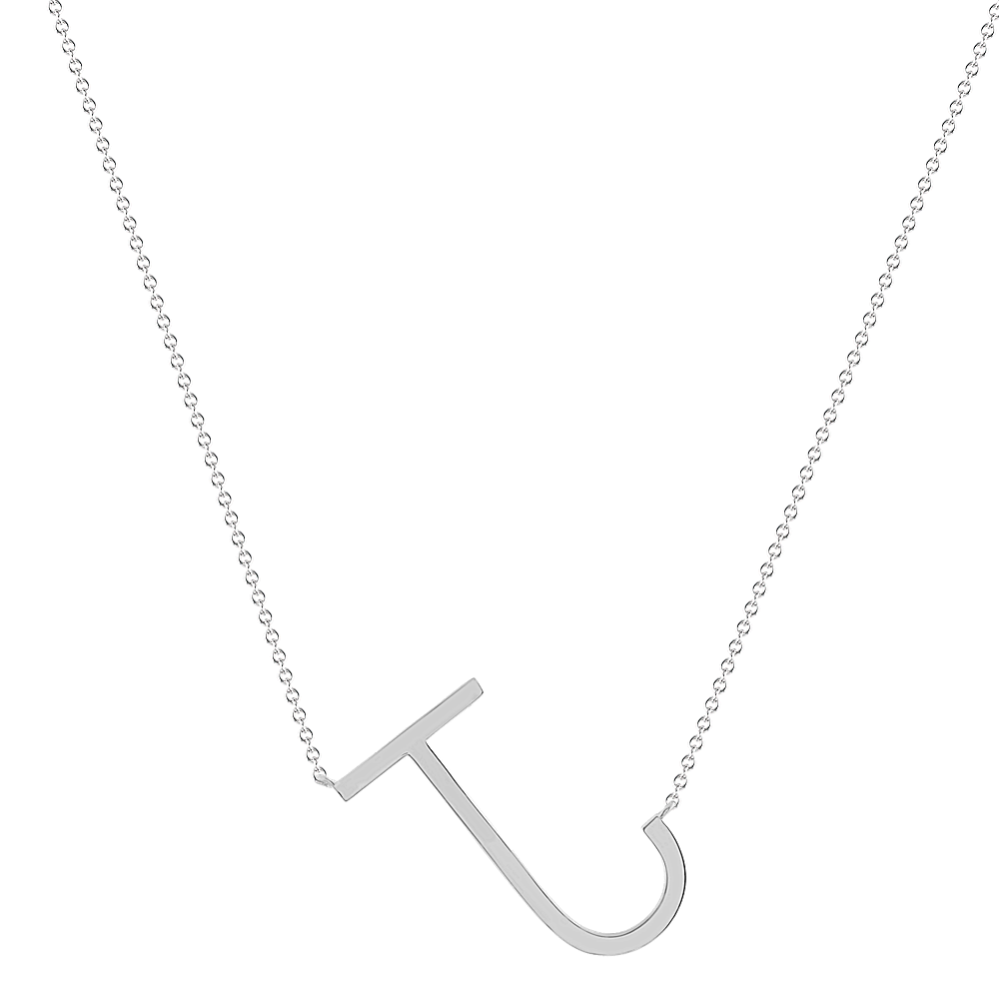 【SANKUANZ】SILVER J PENDANT NECKLACE Letter J Necklace in Sterling Silver (20'') | Shane Co.