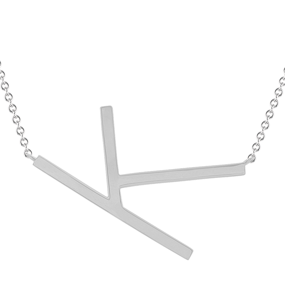 Letter K Necklace in Sterling Silver (20'')