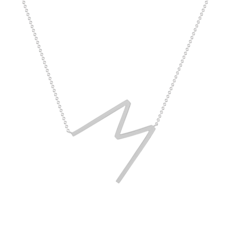 Letter M Necklace in Sterling Silver (20 in)