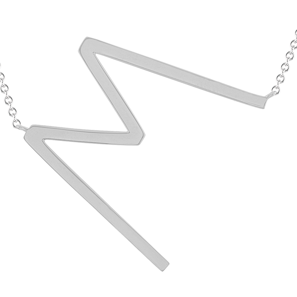 Letter M Necklace in Sterling Silver (20'')