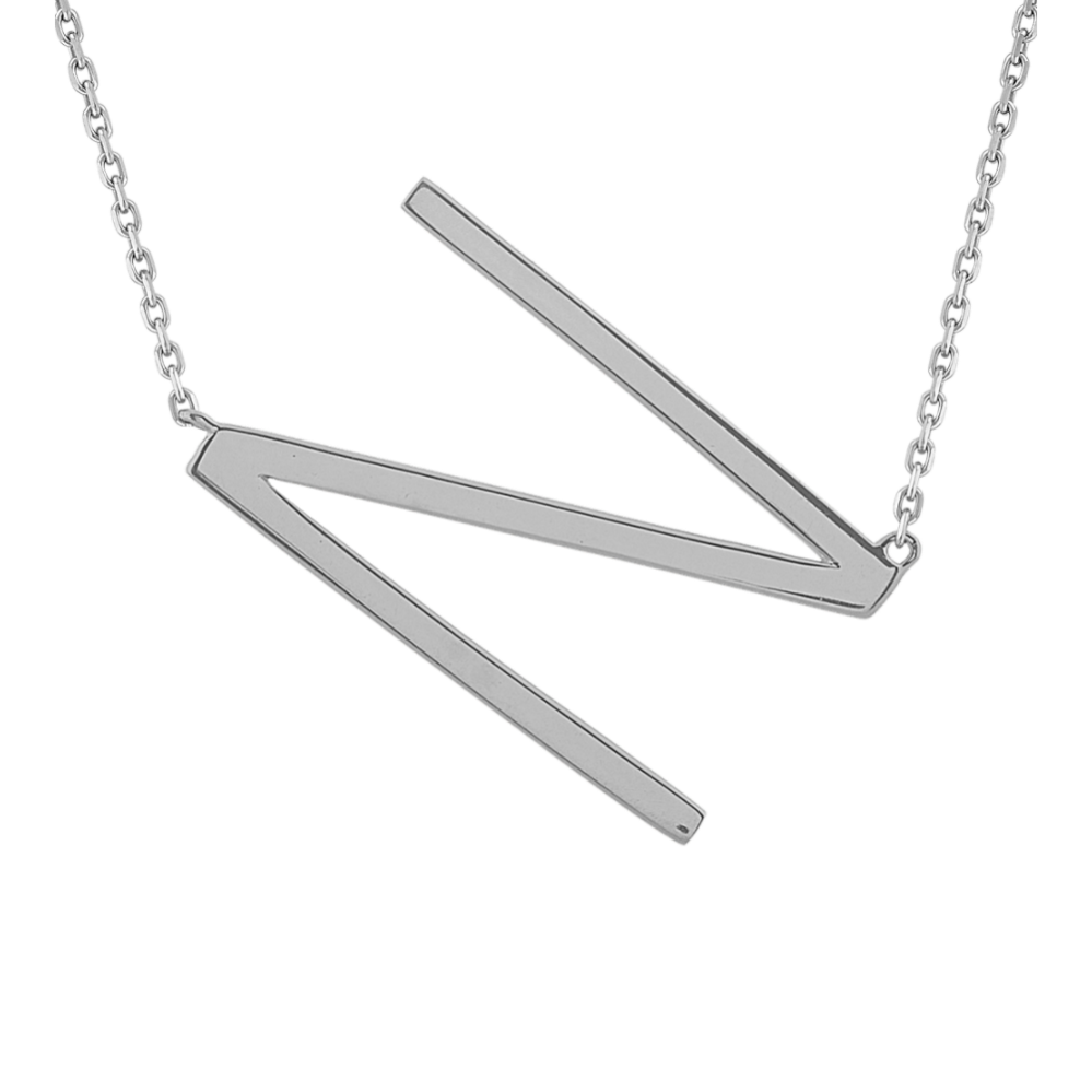 Letter N Necklace in Sterling Silver (20'')