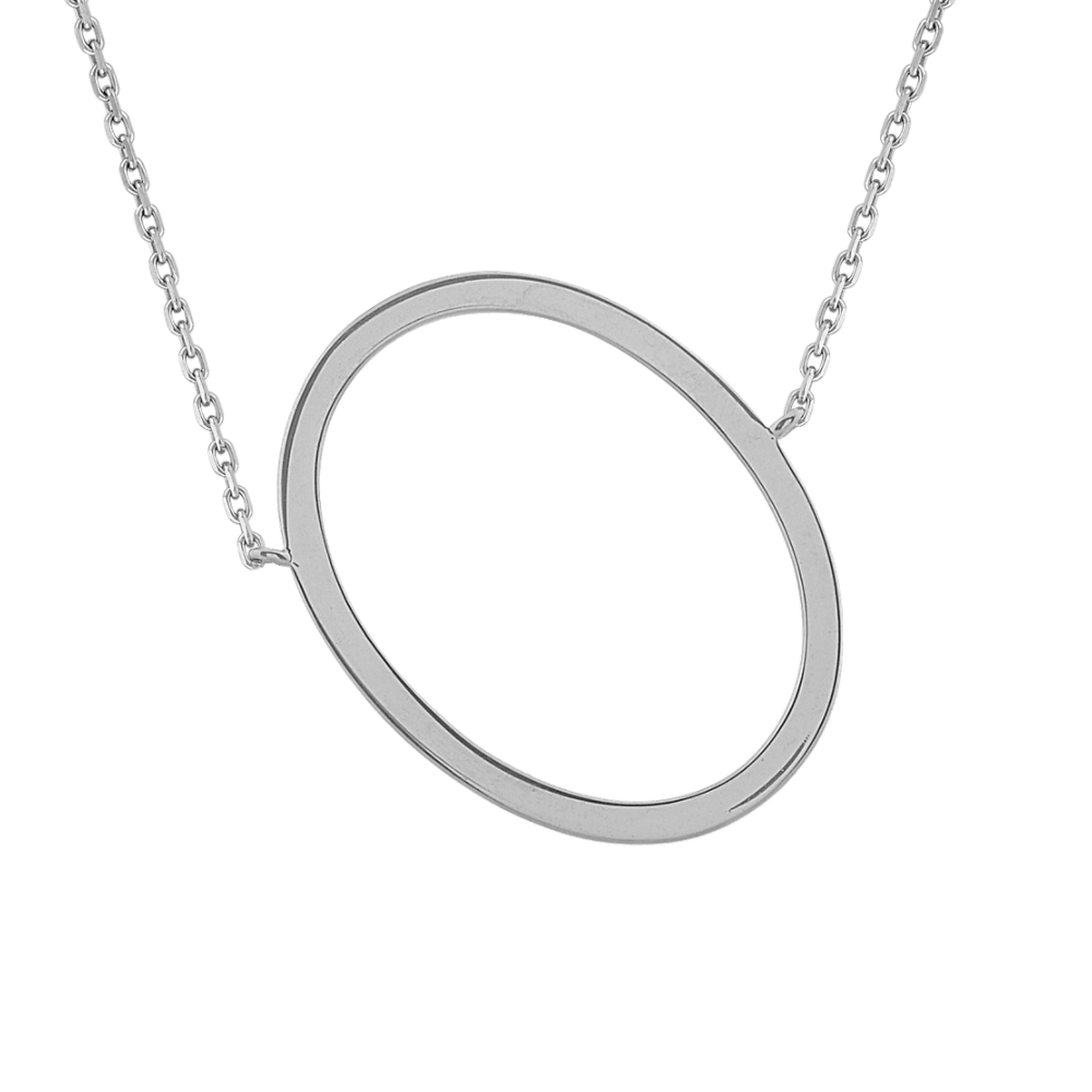 Letter A Necklace in Sterling Silver (20 in) Shane Co.