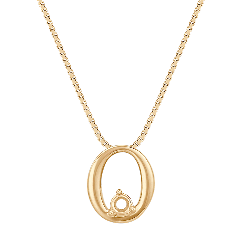 Letter O Pendant in 14k Yellow Gold (18 in)