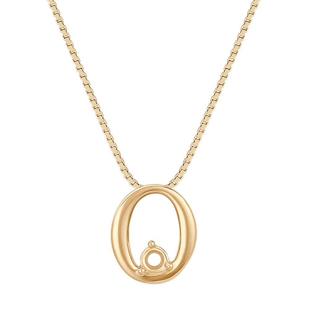 Letter O Pendant in 14k Yellow Gold (18'')