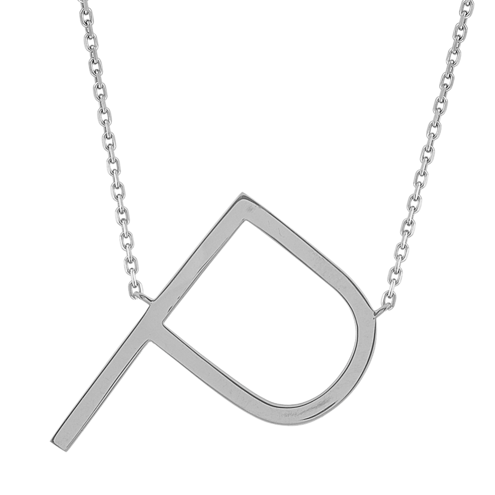 Letter P Necklace in Sterling Silver (20 in)