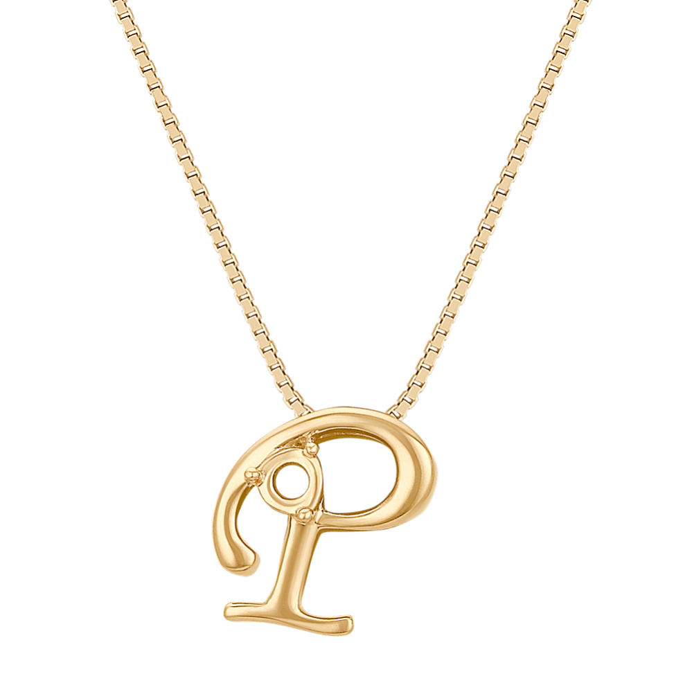 Letter P Pendant in 14k Yellow Gold (18 in)