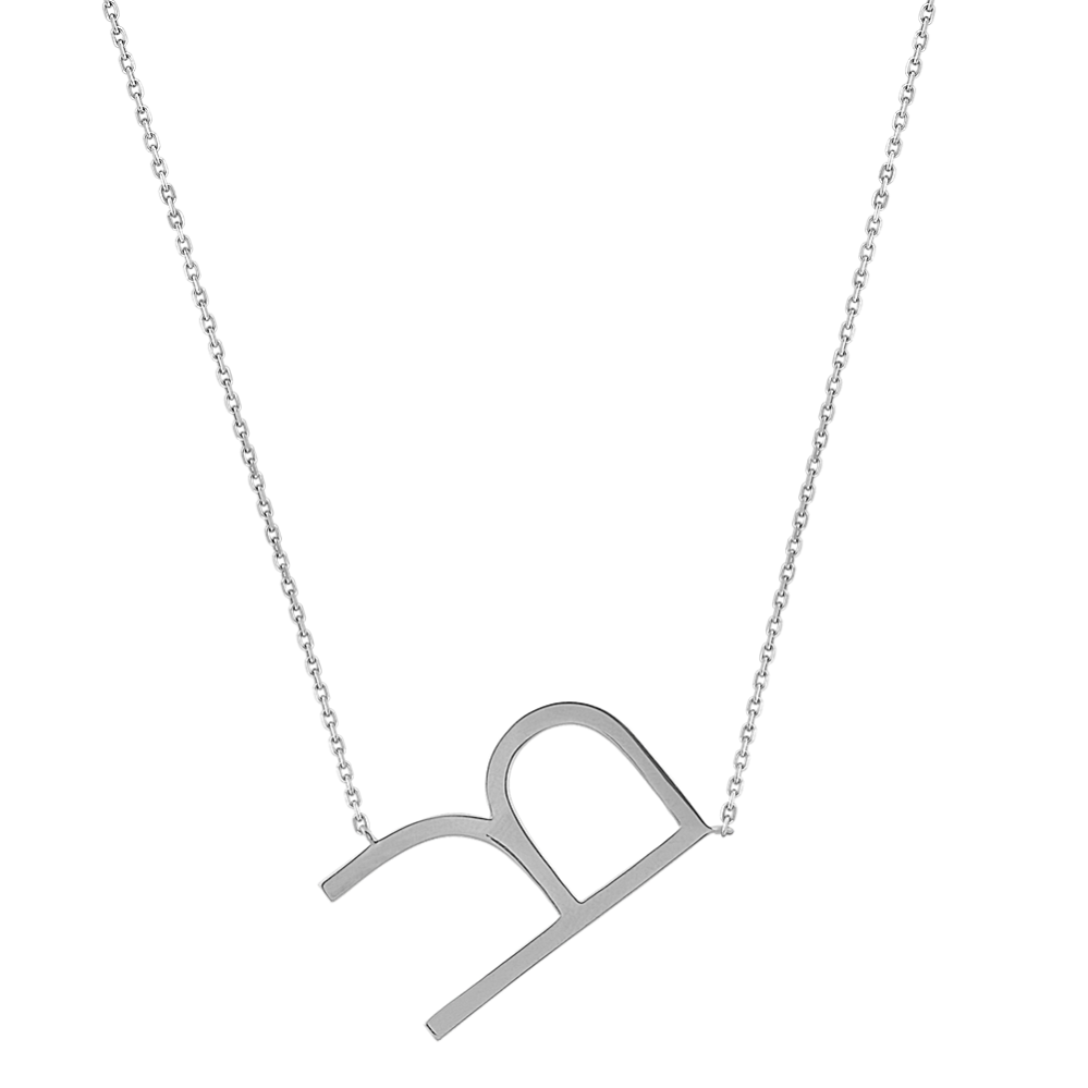 Letter R Necklace in Sterling Silver (20'') | Shane Co.
