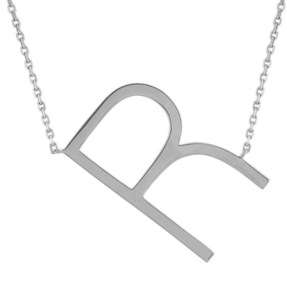 Letter R Necklace in Sterling Silver (20'')