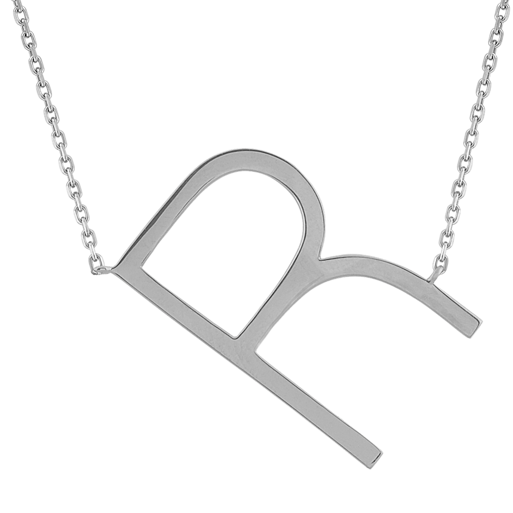 Letter R Necklace in Sterling Silver (20 in)