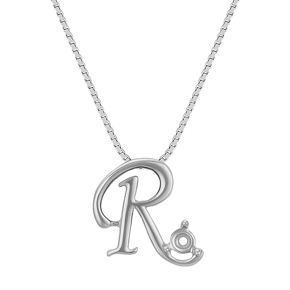 Letter R Pendant In 14k White Gold 18 Shane Co Letter R Pendant In 14k White Gold 18