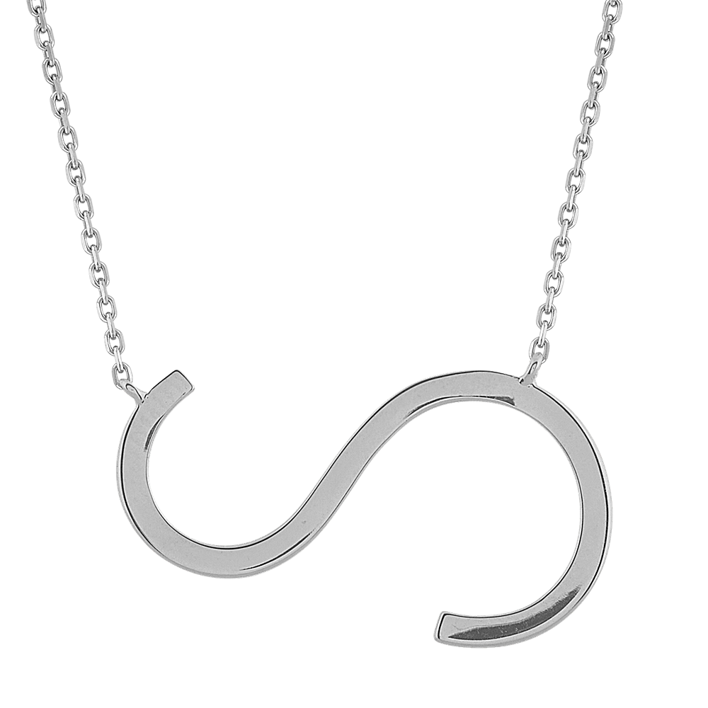 Letter S Pendant Necklace in Silver