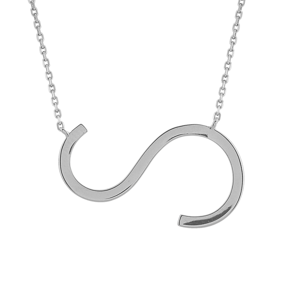 Letter V Necklace in Sterling Silver (20 in) Shane Co.