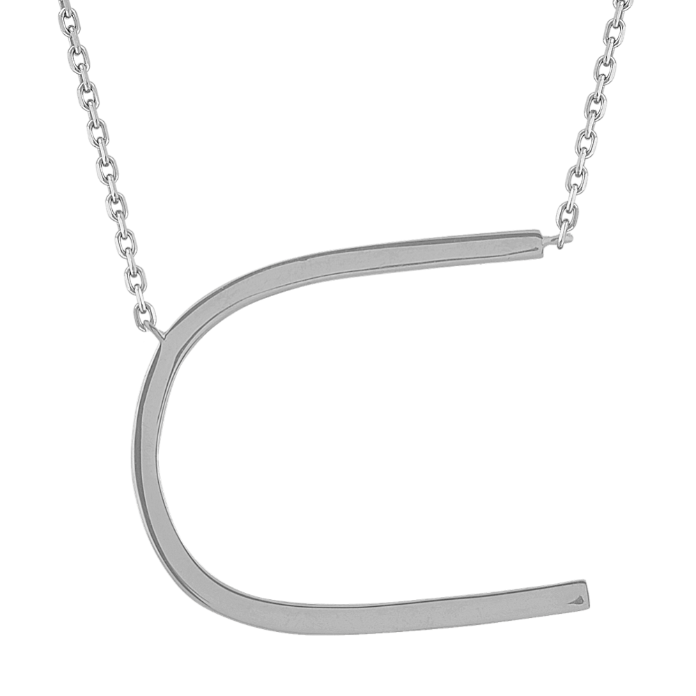 Letter U Necklace in Sterling Silver (20 in)