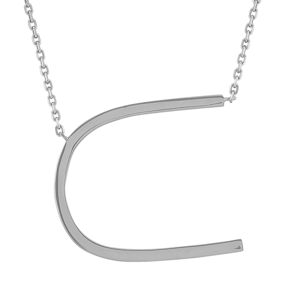 Letter U Necklace in Sterling Silver (20'')