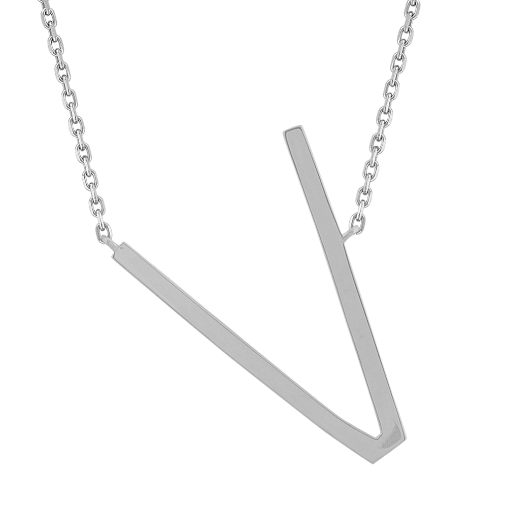 Letter v deals necklace silver