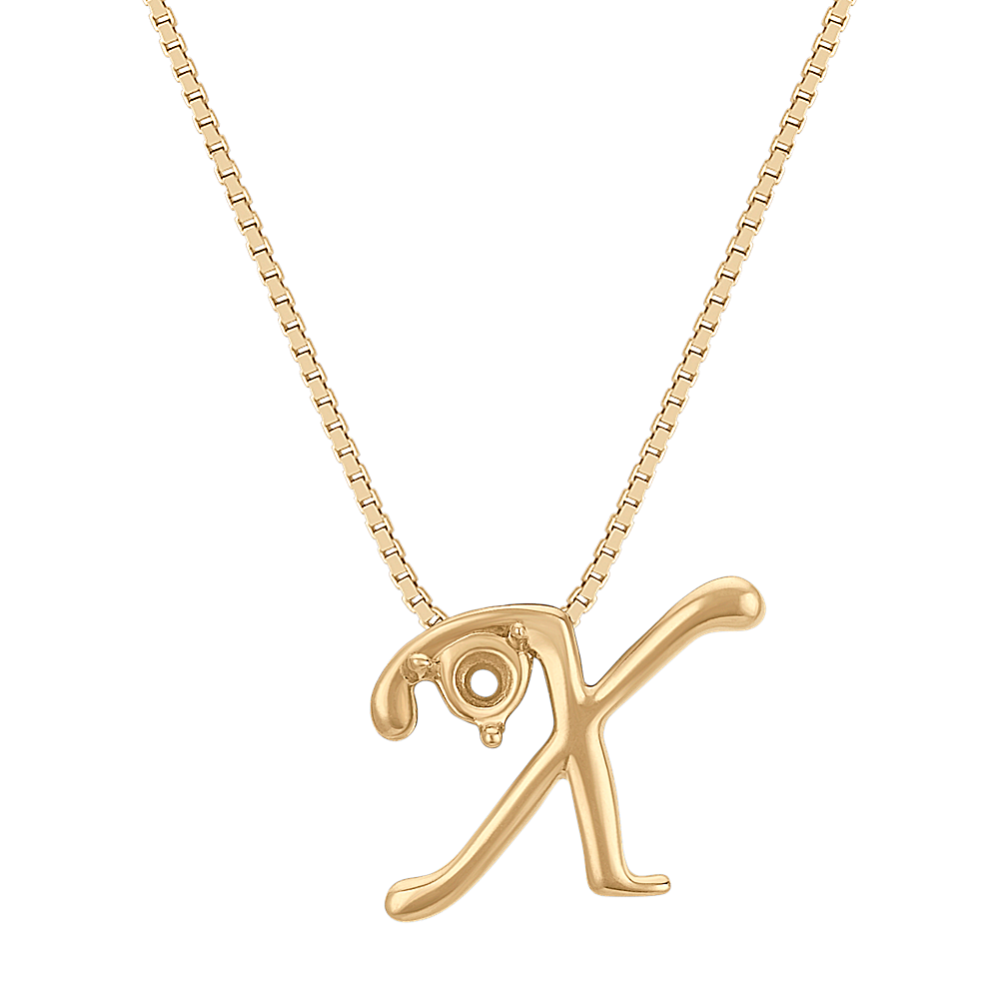 Letter X Pendant in 14k Yellow Gold (18 in)