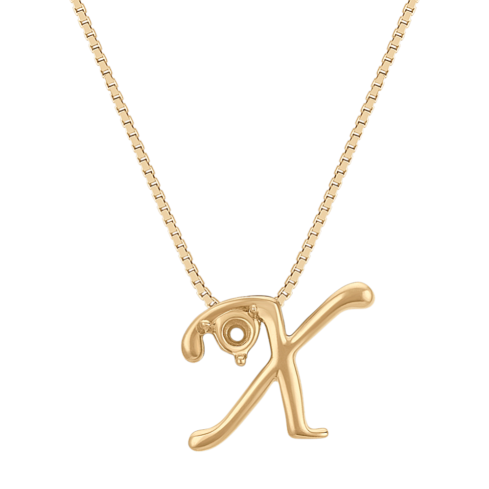 Letter X Pendant in 14k Yellow Gold (18'')