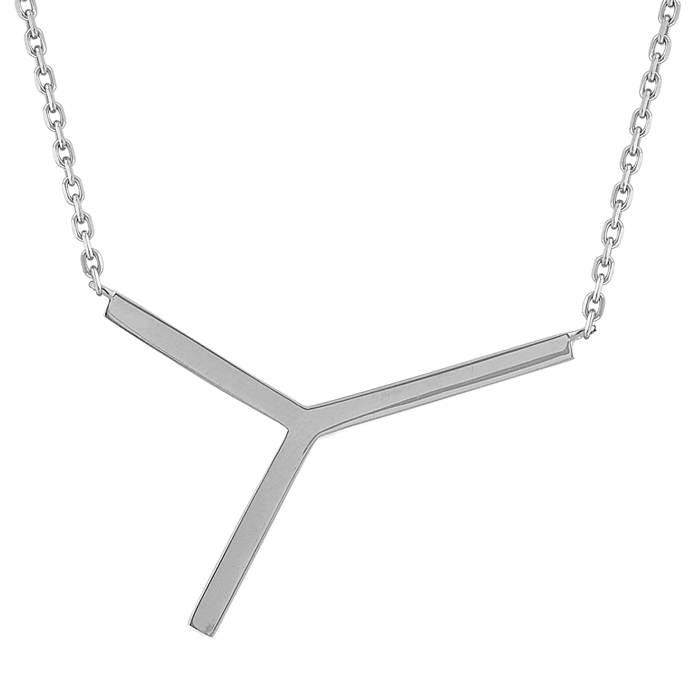 Letter A Necklace in Sterling Silver (20 in) Shane Co.