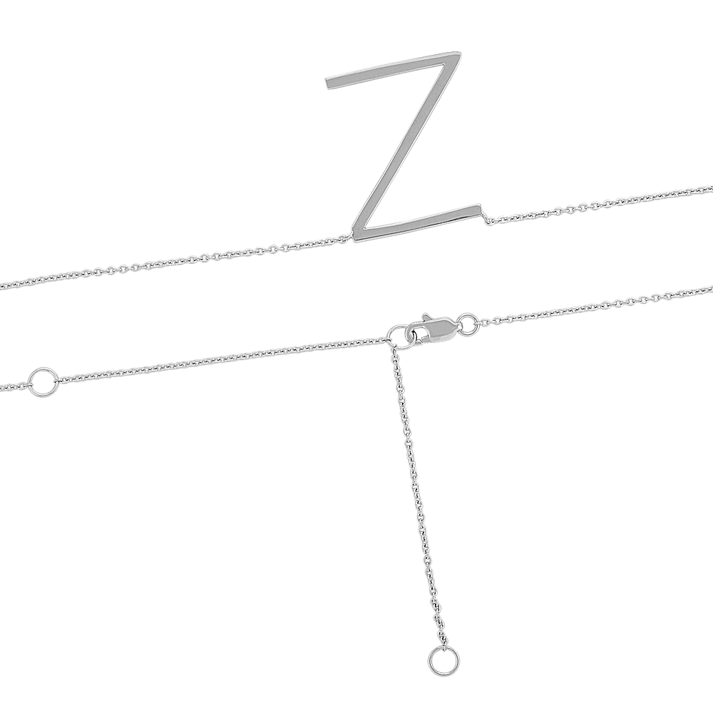 Letter Z Necklace in Sterling Silver (20 in) Shane Co.
