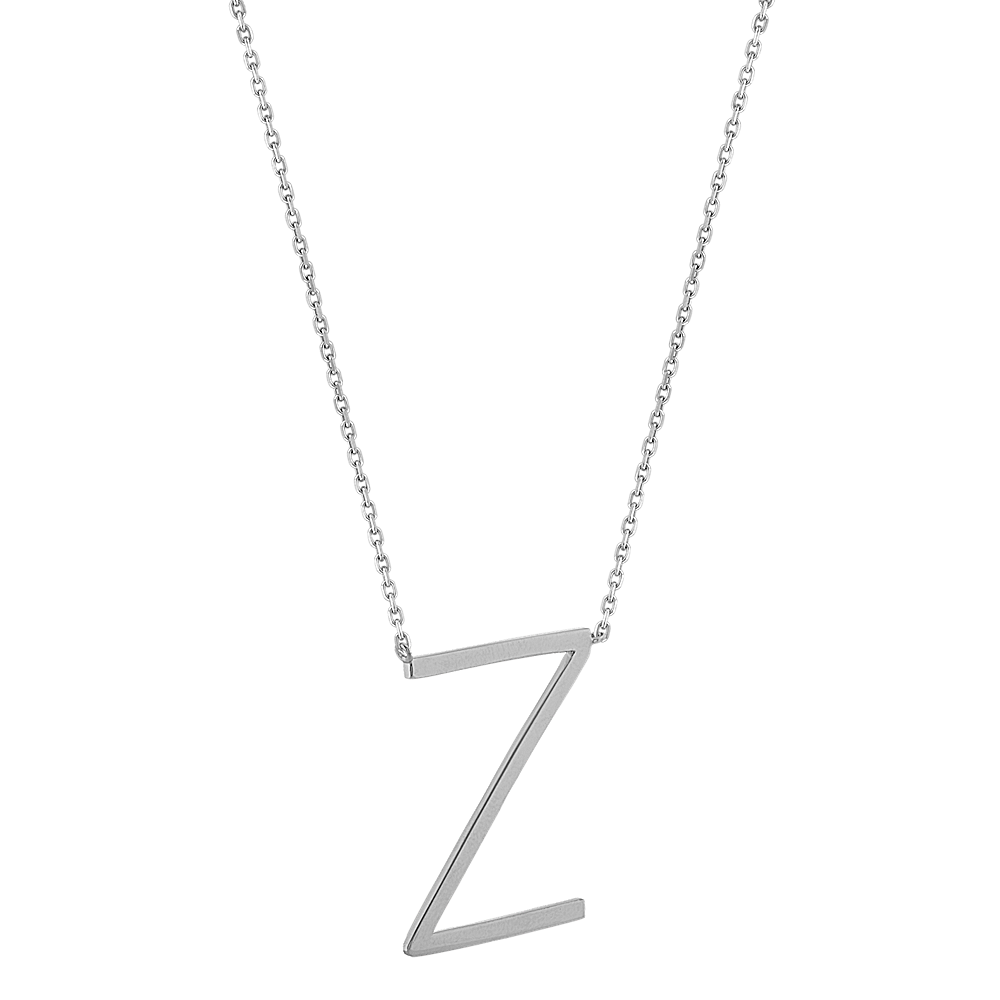 Letter Z Necklace in Sterling Silver (20 in) Shane Co.
