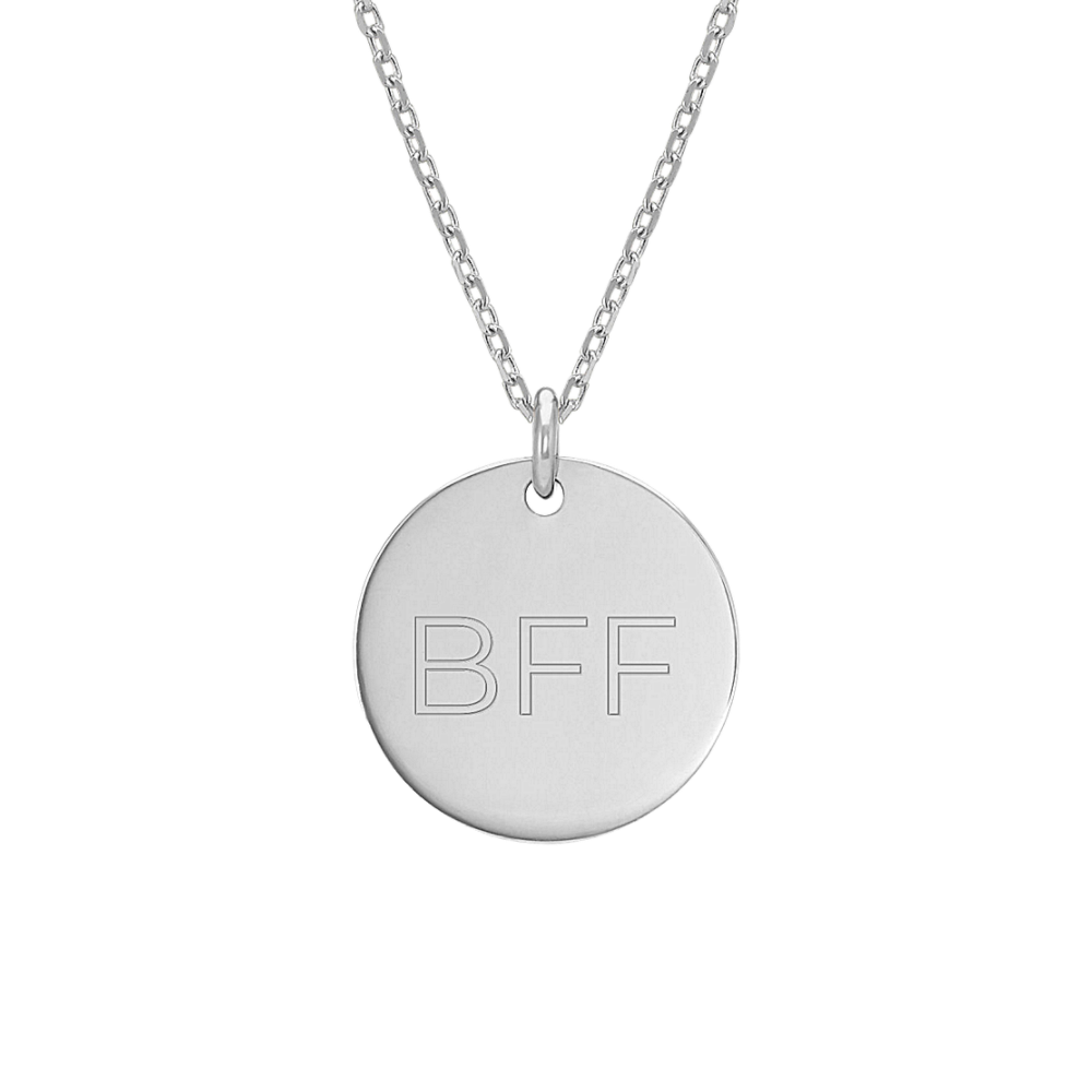 Linden Engravable Disk Pendant in 14K White Gold (20 in)