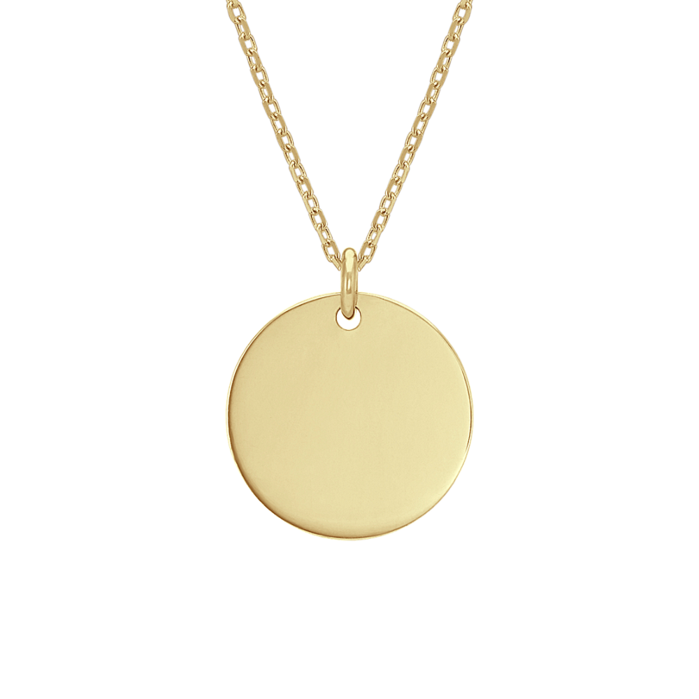 Linden Engravable Disk Pendant in 14K Yellow Gold (20 in)