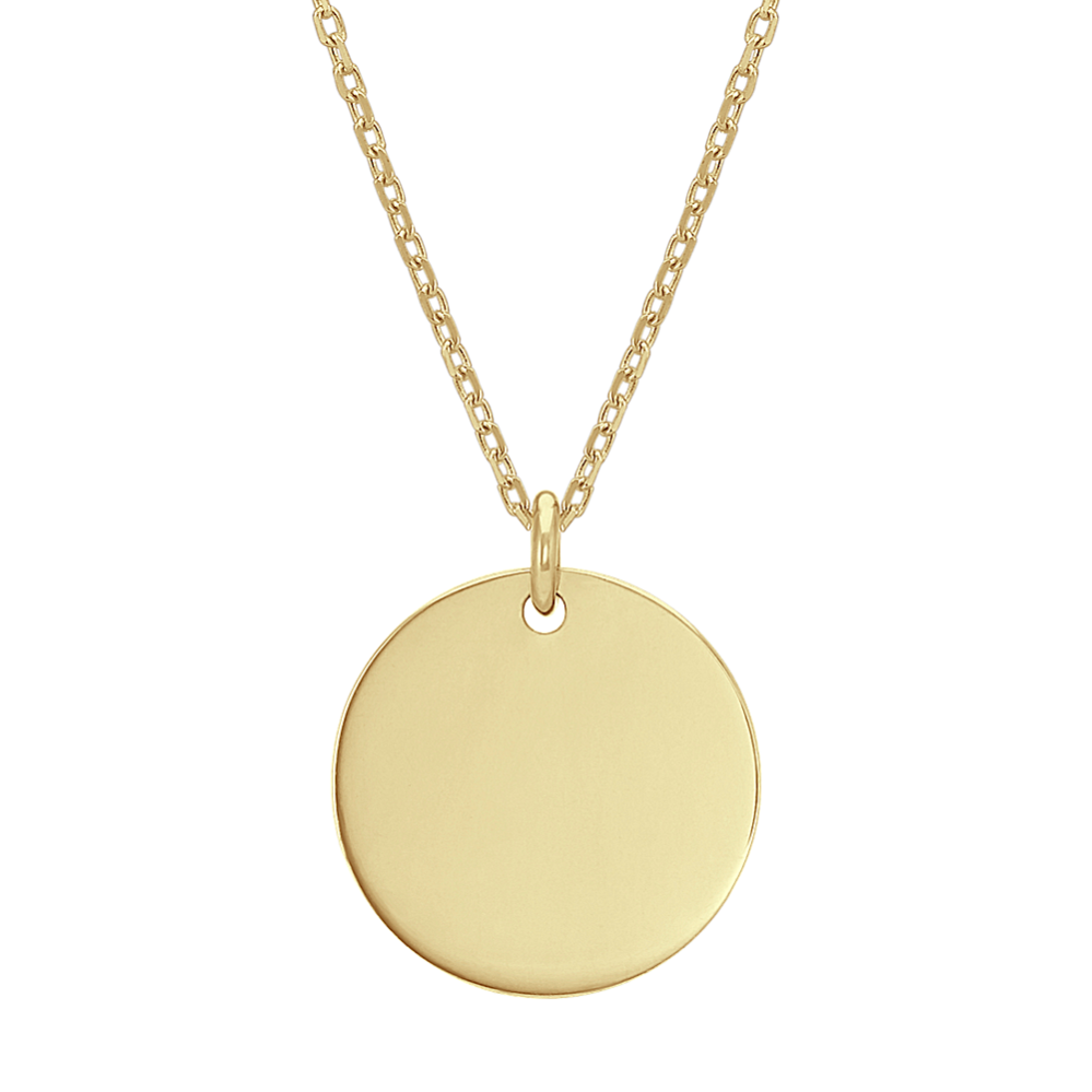 Linden 14K Gold Engravable Disk Pendant (20in)