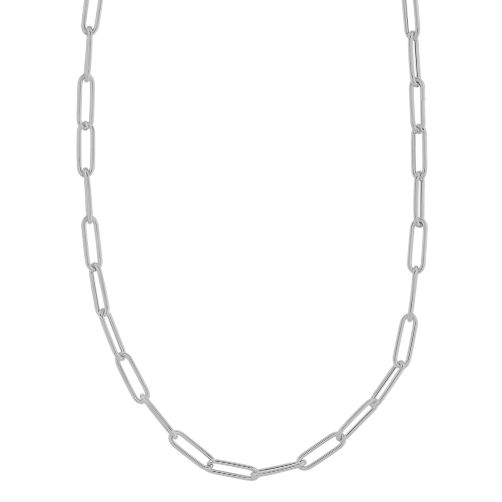 Cali 14K White Gold Paperclip Chain (24in)