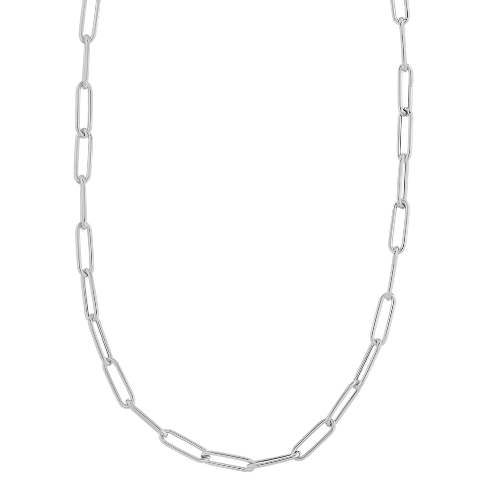 Cali 14K White Gold Paperclip Chain (30in)