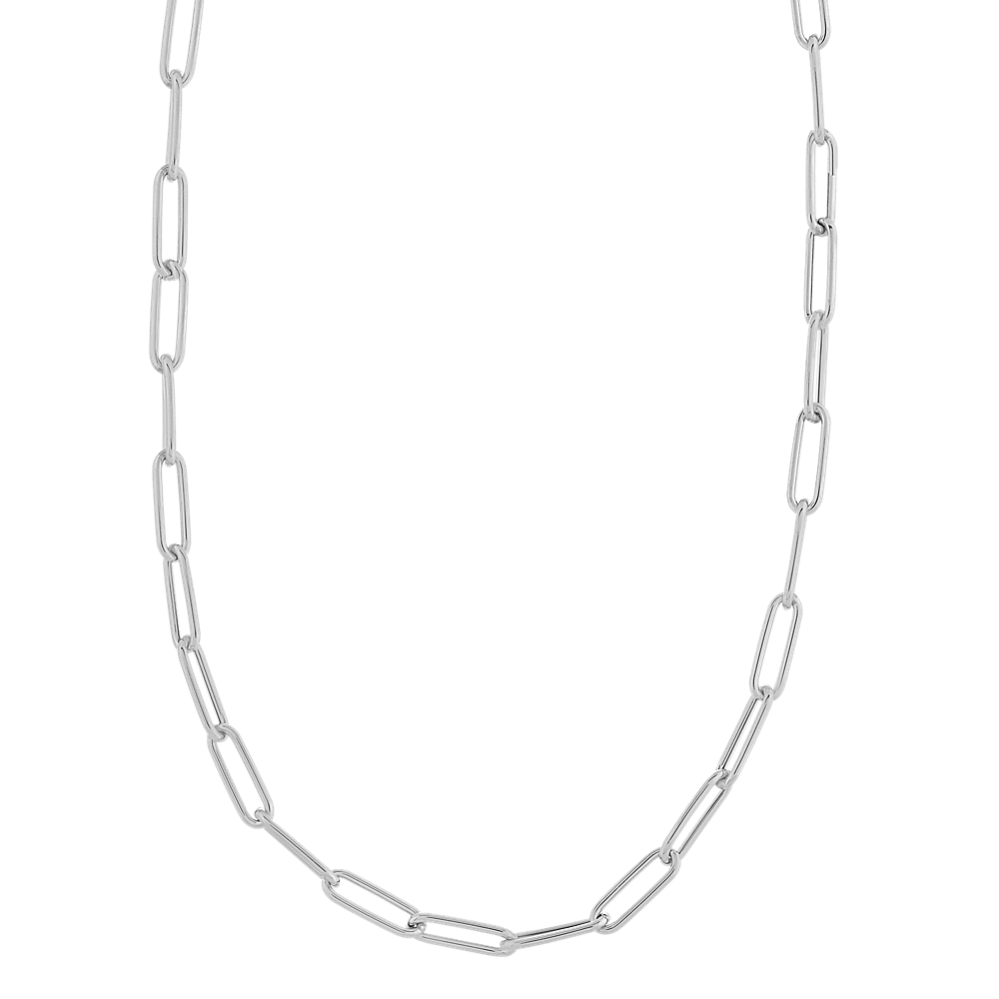 Cali 30'' 14K White Gold Paperclip Chain (2.9mm)