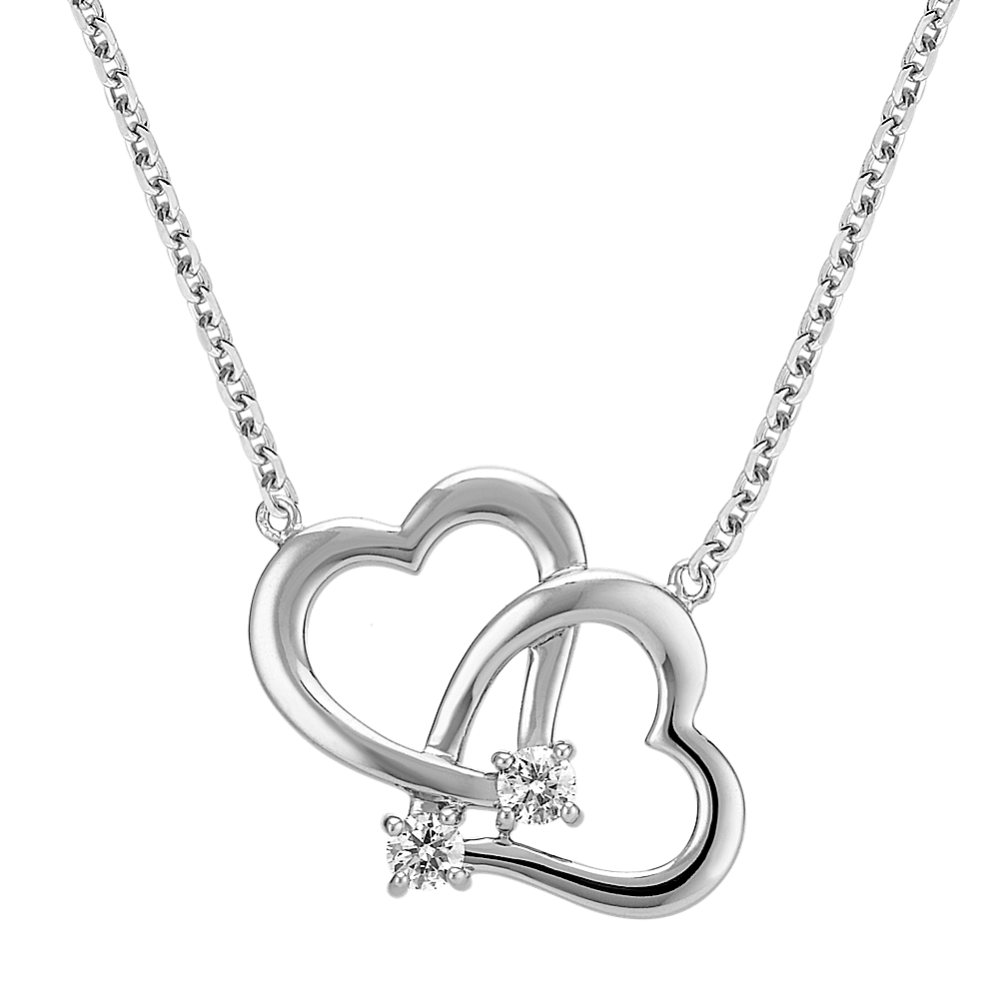 Linking Hearts Necklace with Round Diamond Accents (18 in)