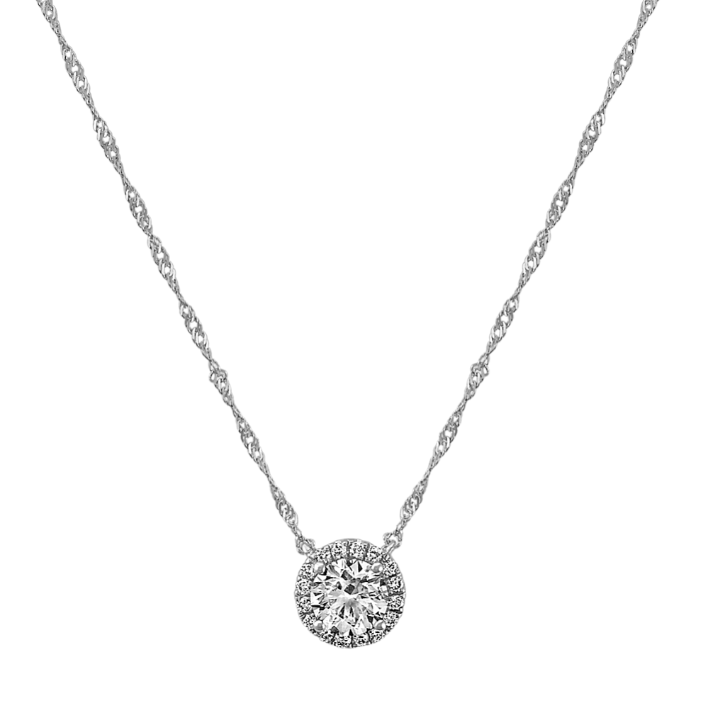 Livia Diamond Circle Necklace in 14K White Gold (18 in)