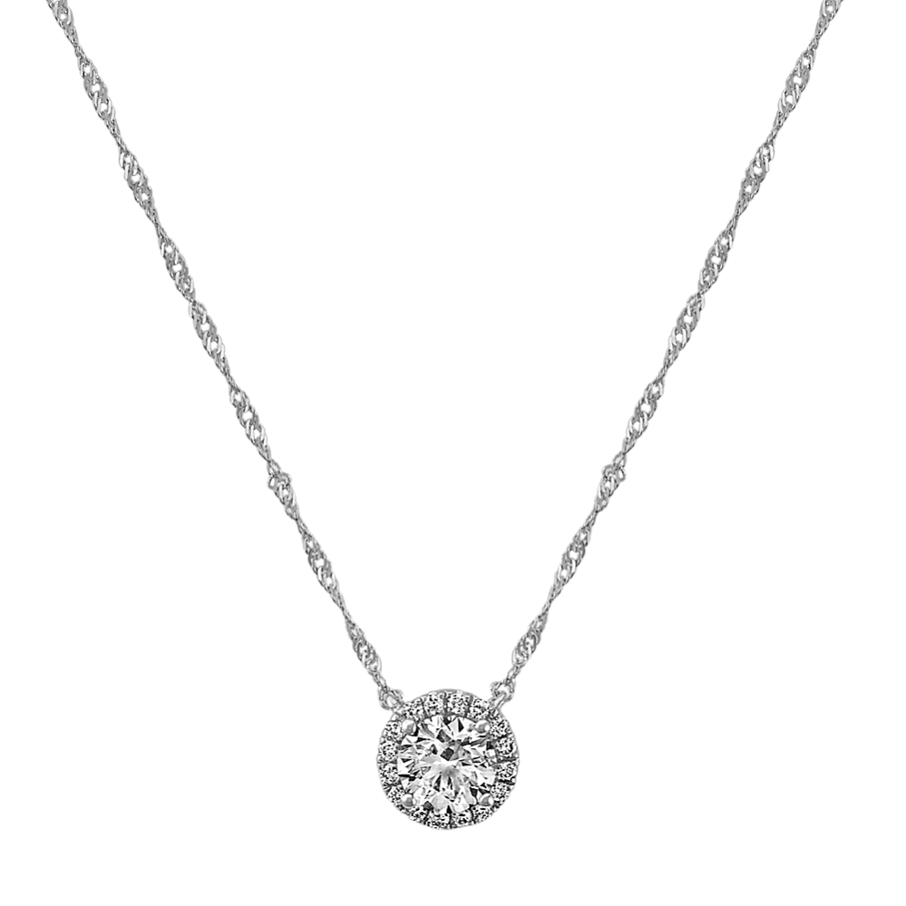 Livia Diamond Circle Necklace in 14K White Gold (18'')