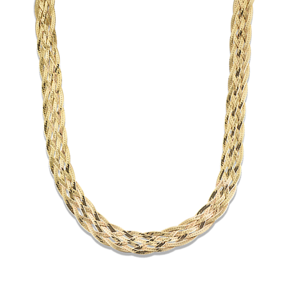 18'' 14K Gold Woven Herringbone Chain (6.8mm)