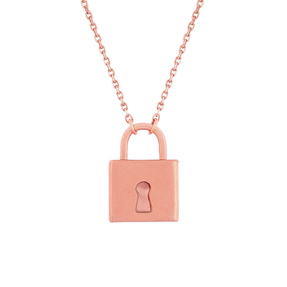 Lock Necklace in 14k Rose Gold (18 in)