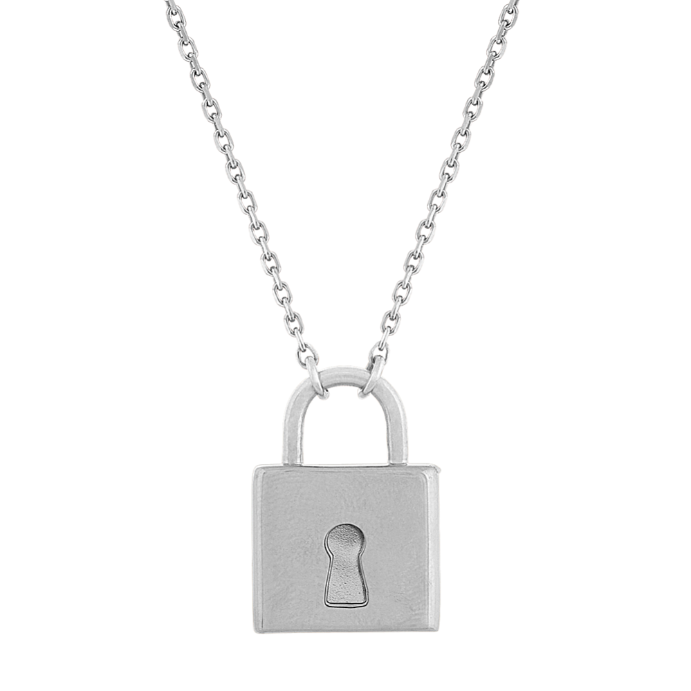 Lock Necklace in 14k White Gold (20'')
