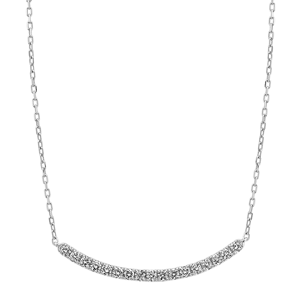 Lombardy Pave-Set Diamond Curved Bar Necklace (18 in)