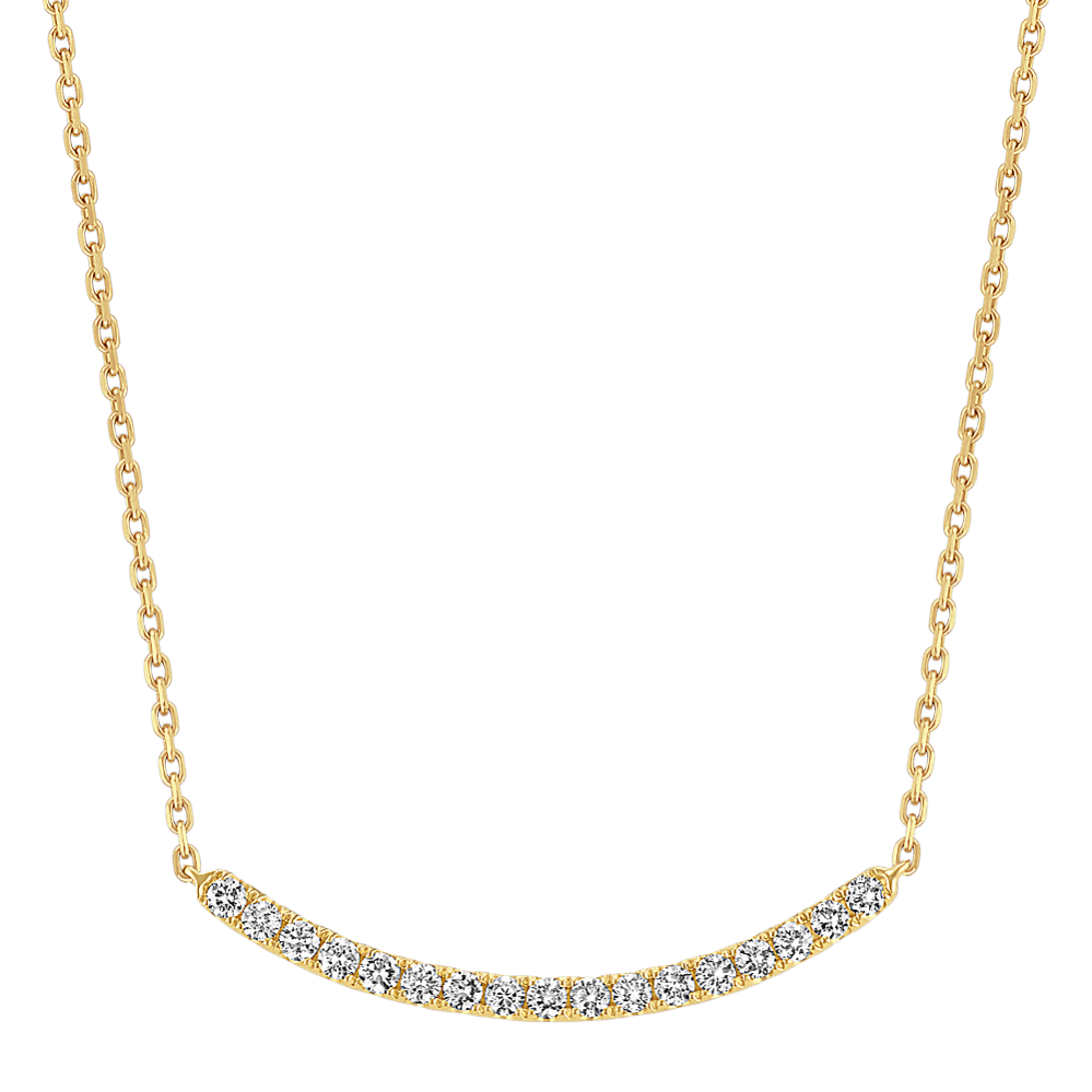 Curved 0.35 tcw Diamond Bar Necklace