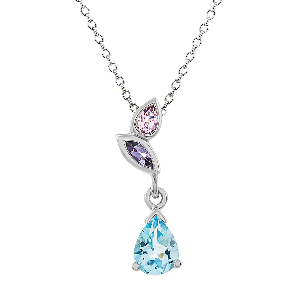 London Blue Topaz, Amethyst and Iolite Pendant (20 in) | Shane Co.