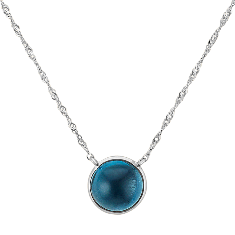 London Blue Topaz Bezel-Set Necklace in 14k White Gold (18 in)