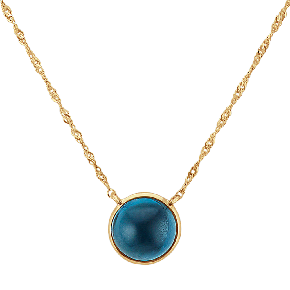 London Blue Topaz Bezel-Set Necklace in 14k Yellow Gold (18 in)