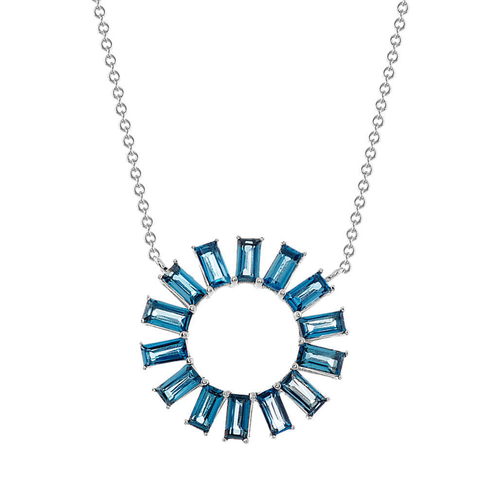 London Blue Topaz Circle Necklace (16'')