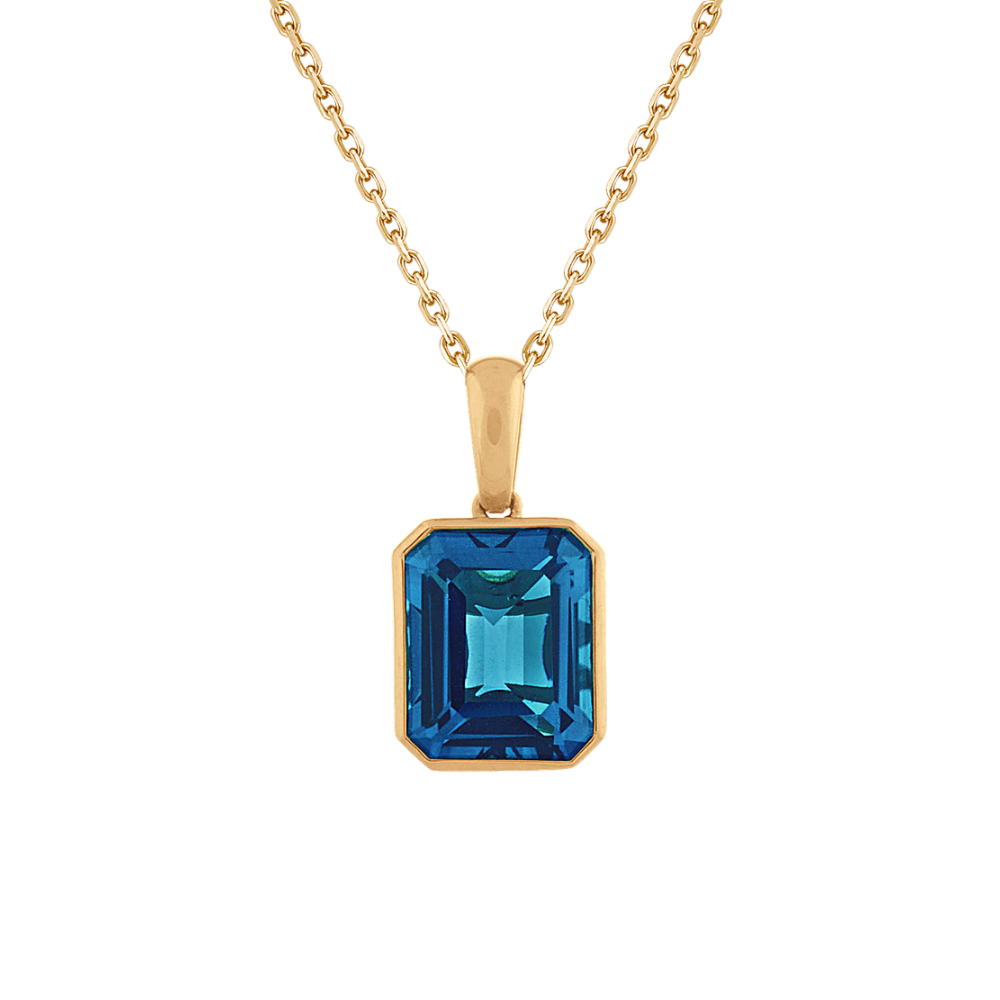 Tahoe Natural London Blue Topaz Pendant in 14K Yellow Gold (18 in)