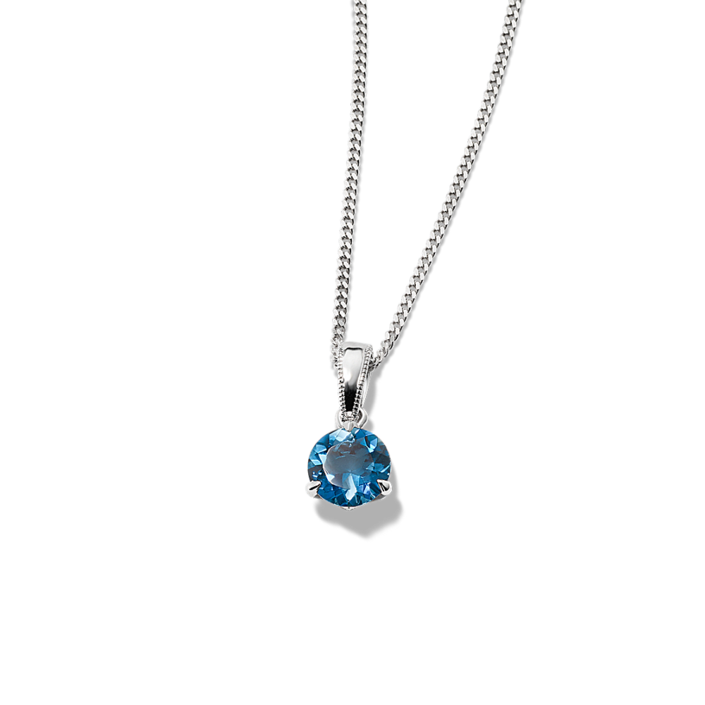 Gwen Natural London Blue Topaz Solitaire Pendant in Sterling Silver (22 in)