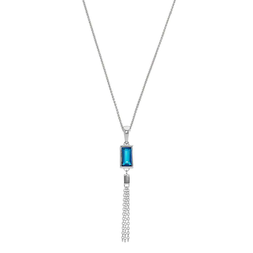 London Blue Topaz Tassel Pendant Necklace (24 in.)