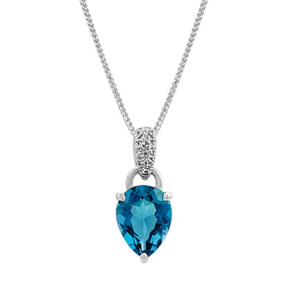 London Blue Topaz and White Sapphire Pendant (22 in) | Shane Co.