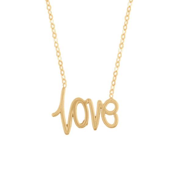 Love Pendant in 14K Yellow Gold (18'')