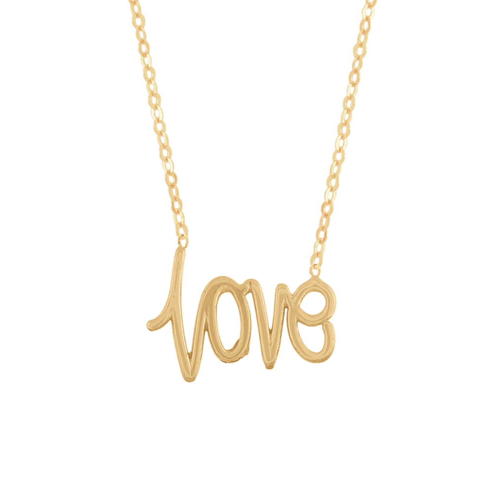 Love Pendant in 14K Yellow Gold (18'')